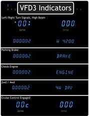 Dakota Digital 1963-1964 Chevrolet Impala Series III Gauge Kit with Teal Display With Clock VFD3-63C-IM-CLZ