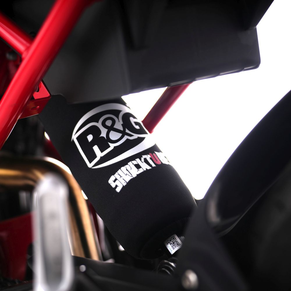 R&G Racing Black Shocktube Shock Protector For 2011-2012 Aprilia Dorsoduro 1200 SMV1200