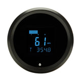 Round Speed/Tach, 3 3/8", black, blue SLX-01-6-K
