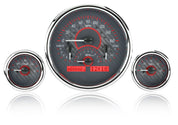 Dakota Digital Universal 3 Round Analog Gauge System Black Blue Kit VHX-1013