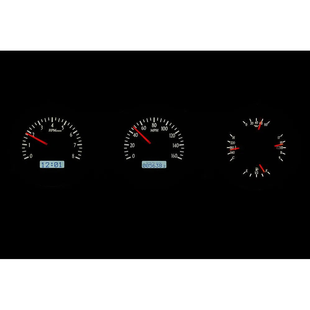 Dakota Digital 1962-1963 Ford Fairlane VHX Silver White Display Gauge Kit VHX-62F-FAR-S-W