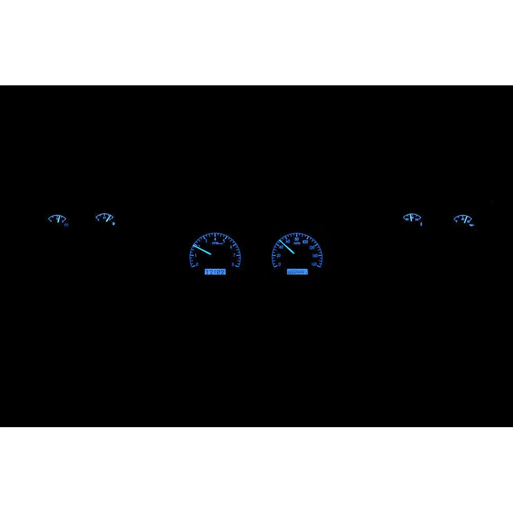 Dakota Digital 1973-1977 Chevrolet Malibu/Monte Carlo/El Camino/GMC Sprint VHX Black Blue Display Gauge Kit VHX-73C-CVL-K-B