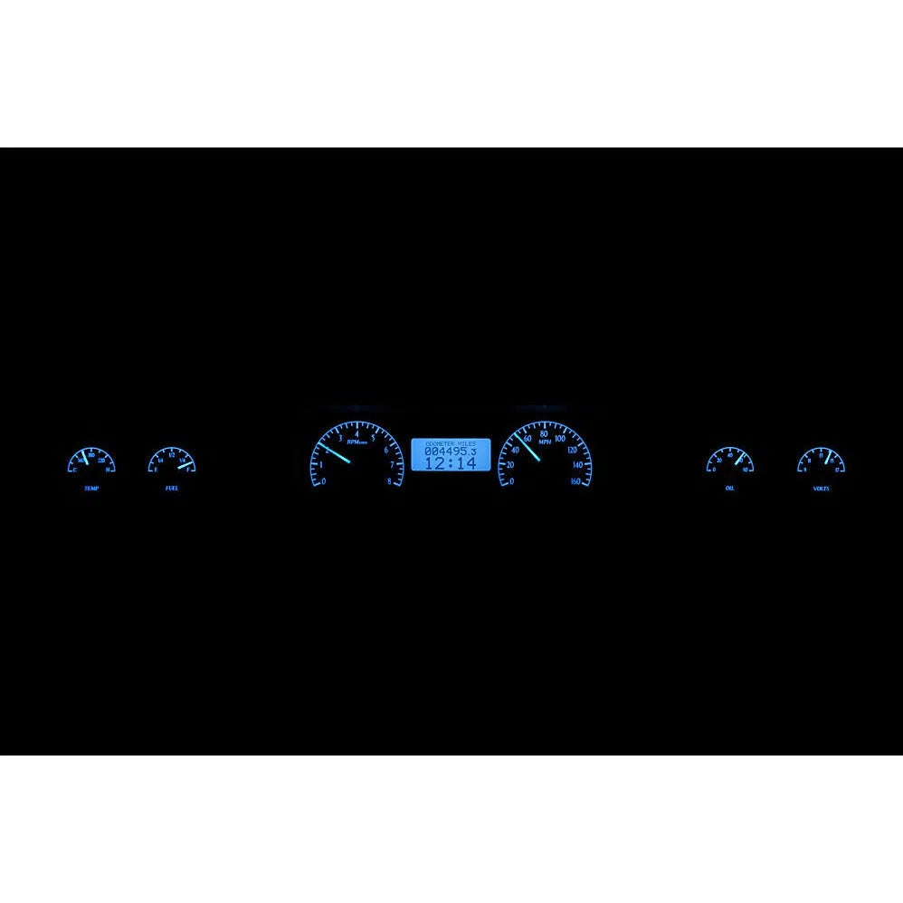 Dakota Digital 1973-1977 Chevrolet Malibu/Monte Carlo/El Camino/GMC Sprint VHX Black Blue Display Square Gauge Kit VHX-73C-MAL-K-B