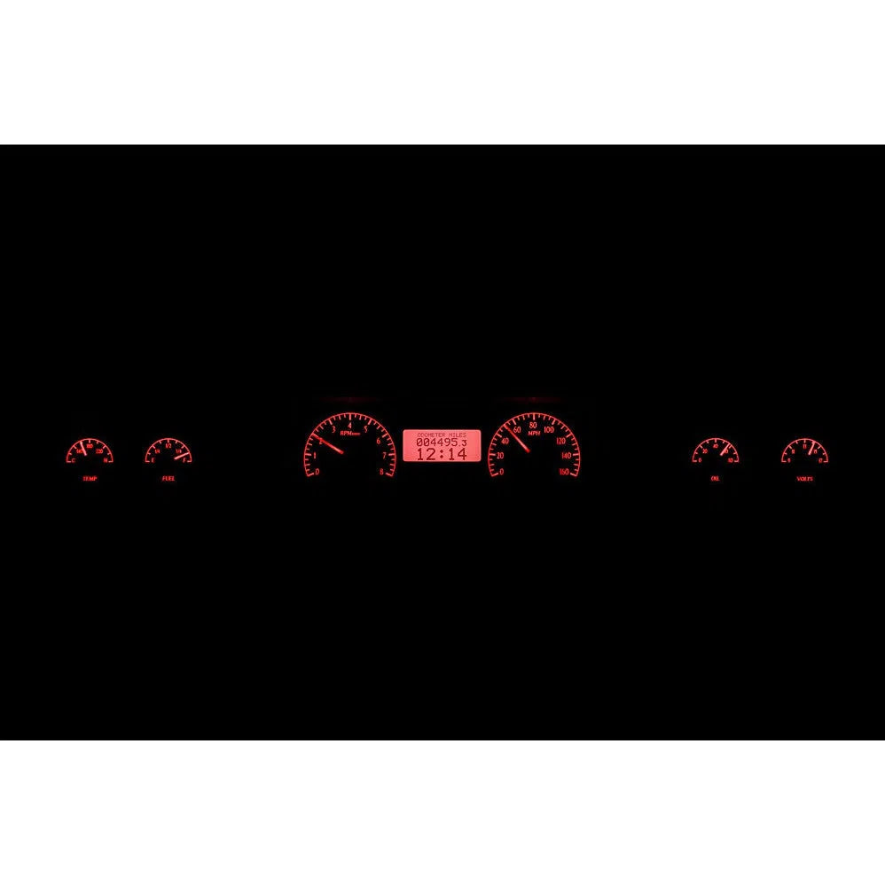 Dakota Digital 1973-1977 Chevrolet Malibu/Monte Carlo/El Camino/GMC Sprint VHX Black Red Display Square Gauge Kit VHX-73C-MAL-K-R