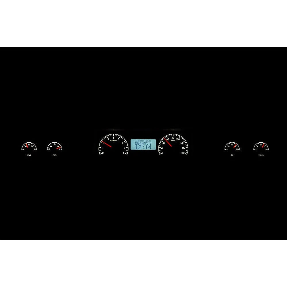 Dakota Digital 1973-1977 Chevrolet Malibu/Monte Carlo/El Camino/GMC Sprint VHX Black White Display Square Gauge Kit VHX-73C-MAL-K-W