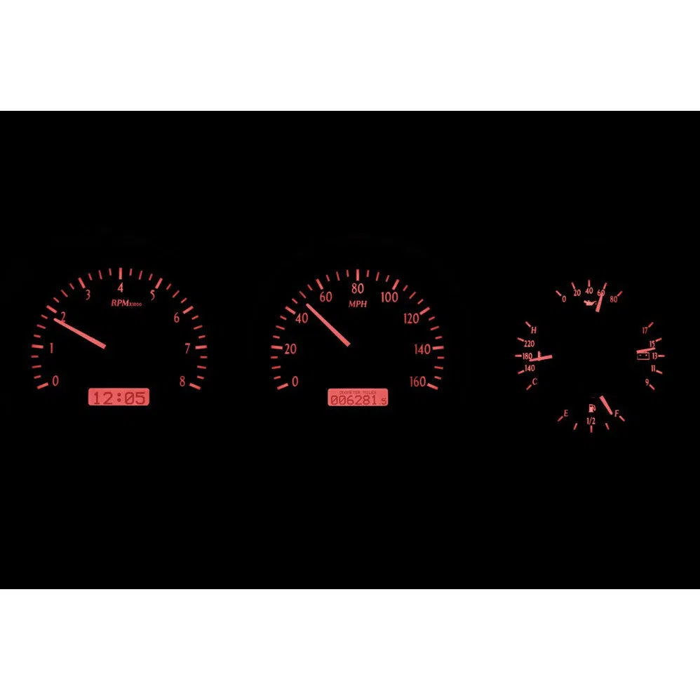 Dakota Digital 1981-1993 Dodge Full-size Truck/Ramchargers VHX Black Red Display Gauge Kit VHX-81D-PU-K-R