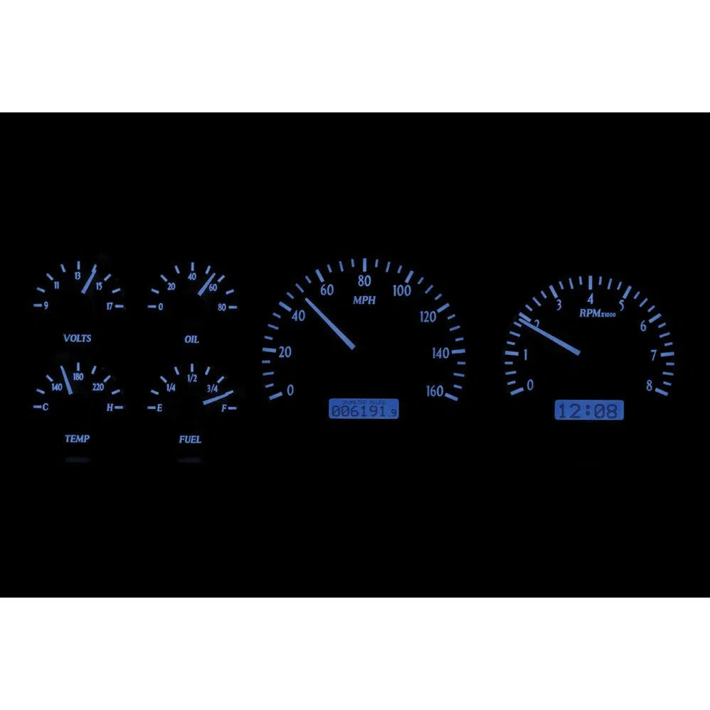 Dakota Digital 1987-1991 Ford Pickup/Bronco VHX Black Blue Display Gauge Kit VHX-87F-PU-K-B