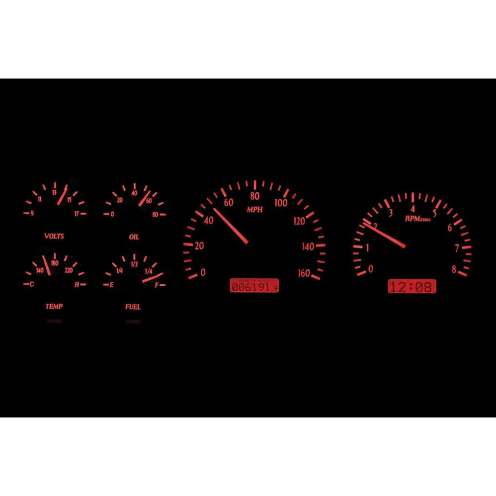 Dakota Digital 1987-1991 Ford Pickup/Bronco VHX Black Red Display Gauge Kit VHX-87F-PU-K-R