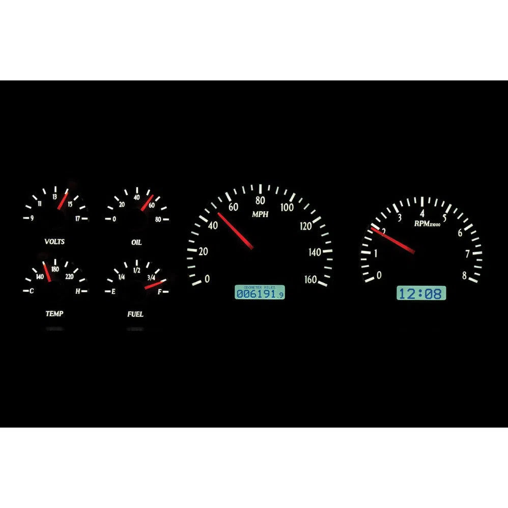 Dakota Digital 1987-1991 Ford Pickup/Bronco VHX Black White Display Gauge Kit VHX-87F-PU-K-W