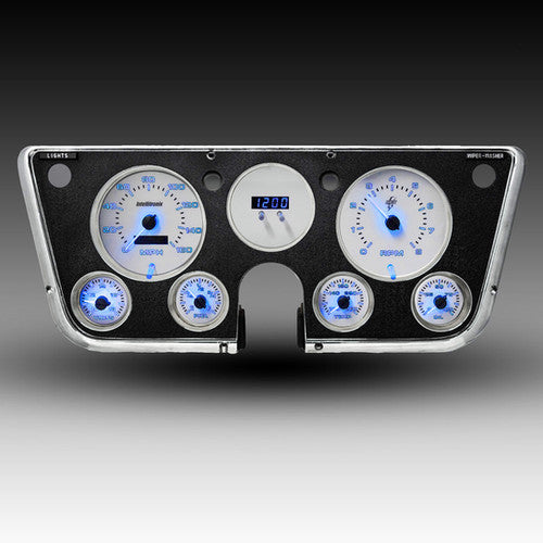 Reemplazo del conjunto de instrumentos analógicos LED Intellitronix con placa frontal blanca para camioneta Chevrolet 1967-1972
