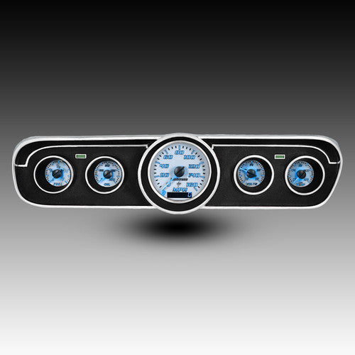 Conjunto de instrumentos analógicos LED Intellitronix de repuesto con placa frontal blanca y unidad de envío de velocímetro GPS para Ford Mustang 1965-1966