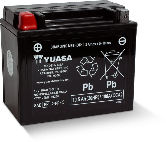 Yuasa Maintenance Free YTX12 12 Volt Battery YUAM7RH2S