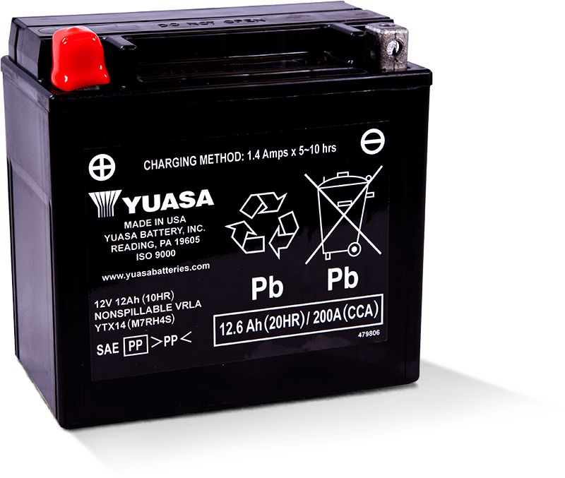 Yuasa Maintenance Free YTX14 12 Volt Battery YUAM7RH4S