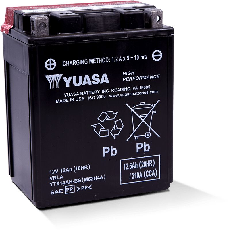 Yuasa Maintenance Free YTX14AHBS 12 Volt Battery YUAM62H4A