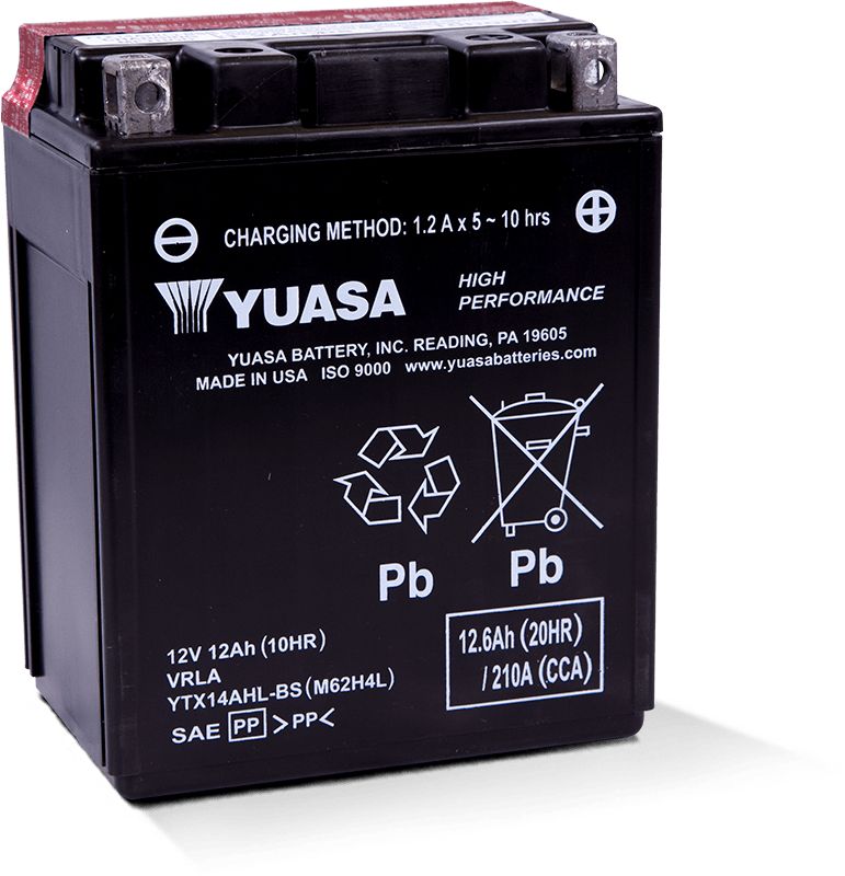 Yuasa Maintenance Free YTX14AHLBS 12 Volt Battery YUAM62H4L