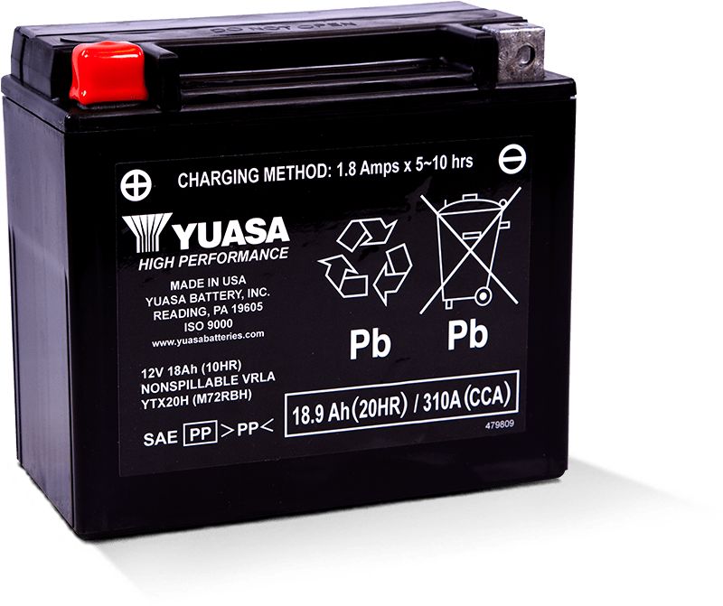 Yuasa Maintenance Free YTX20H 12 Volt Battery YUAM72RBH