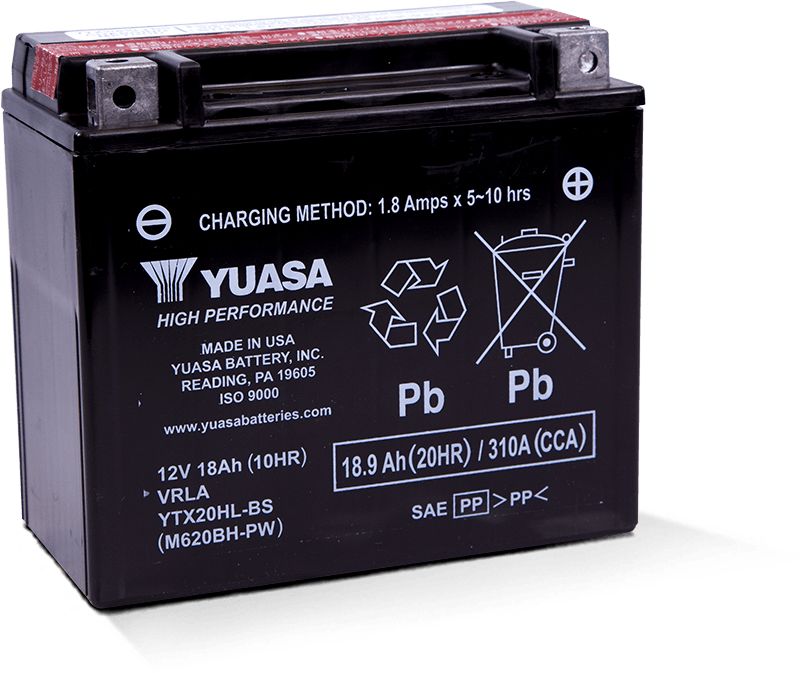 Yuasa Maintenance Free YTX20HLBSPW 12 Volt Battery YUAM620BH-PW