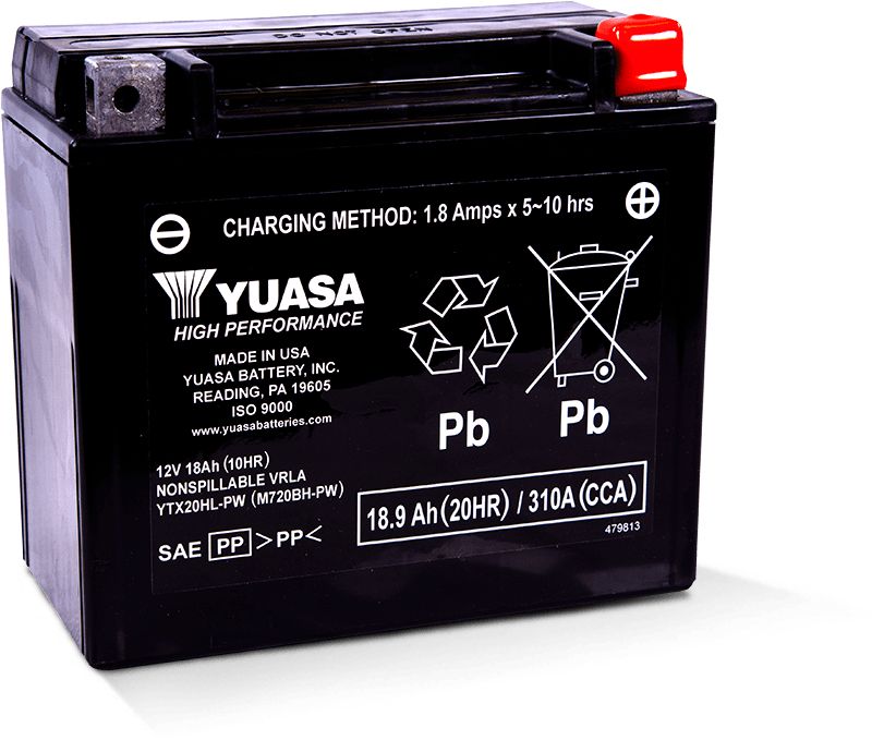 Yuasa Maintenance Free YTX20HLPW 12 Volt Battery YUAM720BH-PW