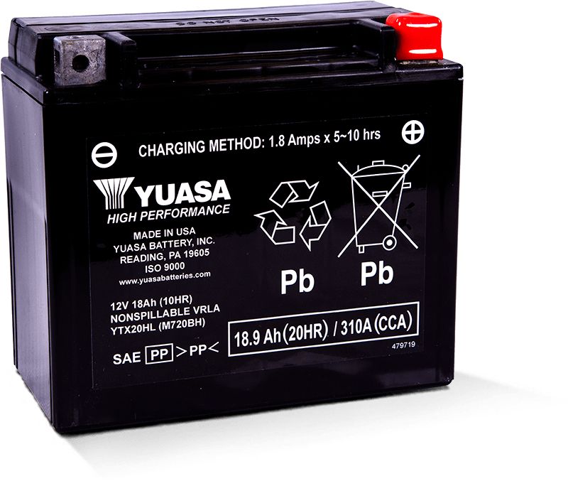 Yuasa Maintenance Free YTX20HL 12 Volt Battery YUAM720BH