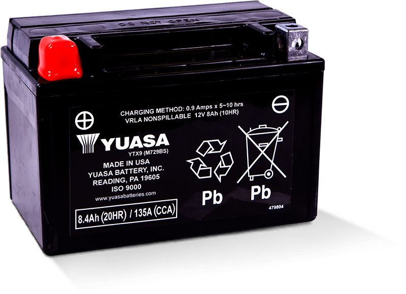 Yuasa Maintenance Free YTX9 12 Volt Battery YUAM729BS