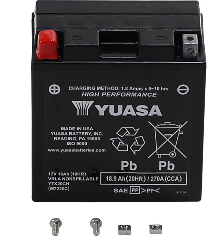 Yuasa Maintenance Free YTX20CH 12 Volt Battery YUAM7220C