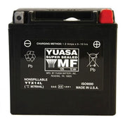 Yuasa Maintenance Free YTX14L 12 Volt Battery YUAM7RH4L