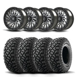 Set of Four Bullite Blade Wheels 14" Gray And Kenda K3204R Klever XT Tires [27x11R-14]