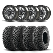 Set of Four Bullite Blade Wheels 14" Gray And Kenda K3204R Klever XT Tires [30x10-14]