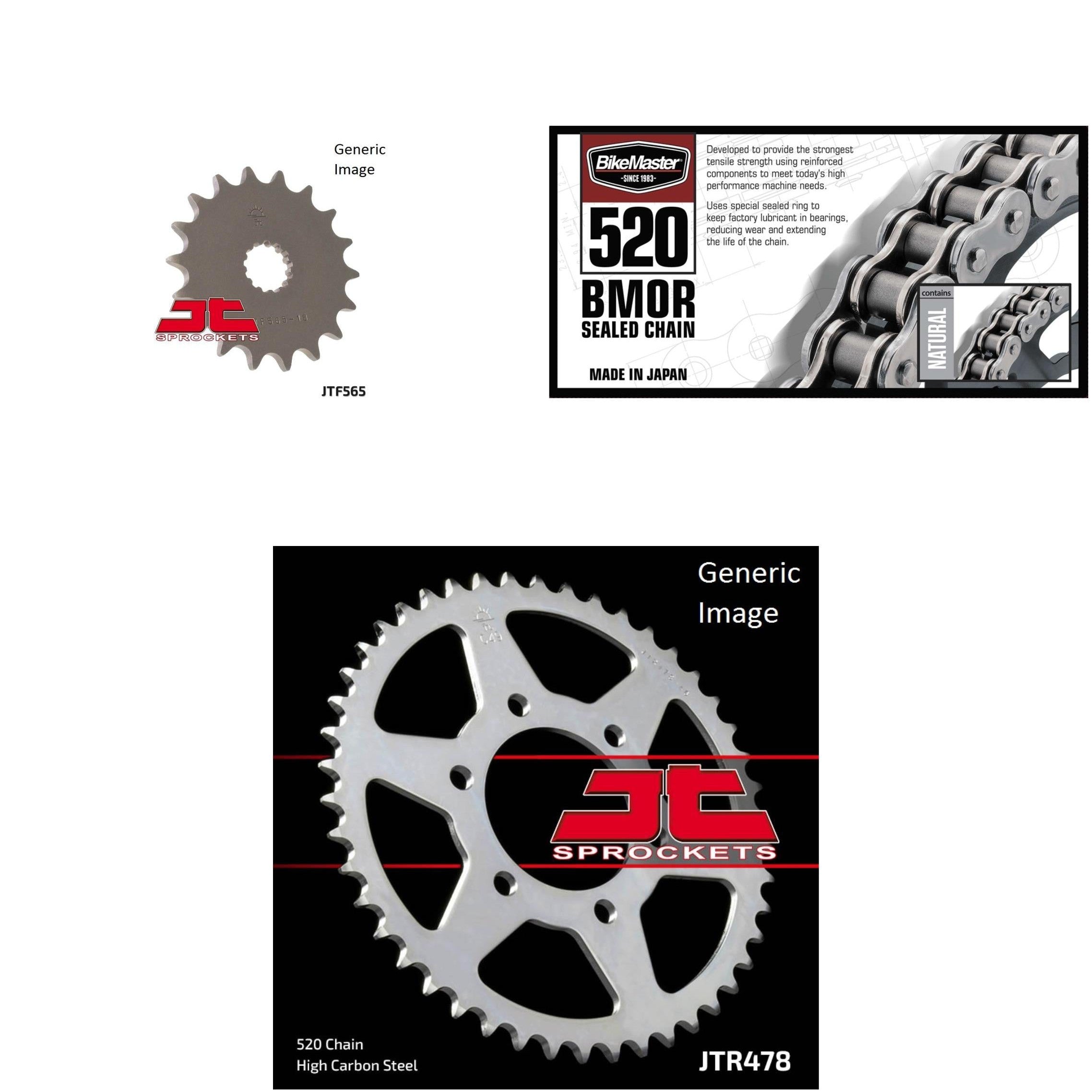 520 BMOR Chain Natural, Front & Rear Sprocket Kit for KAWASAKI ER-6N 2010-2016