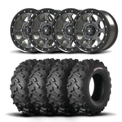 Set of Four Bullite Ruler Wheels 15" Gray And Kenda K3203 Mastodon AT Tires [30x10-15]