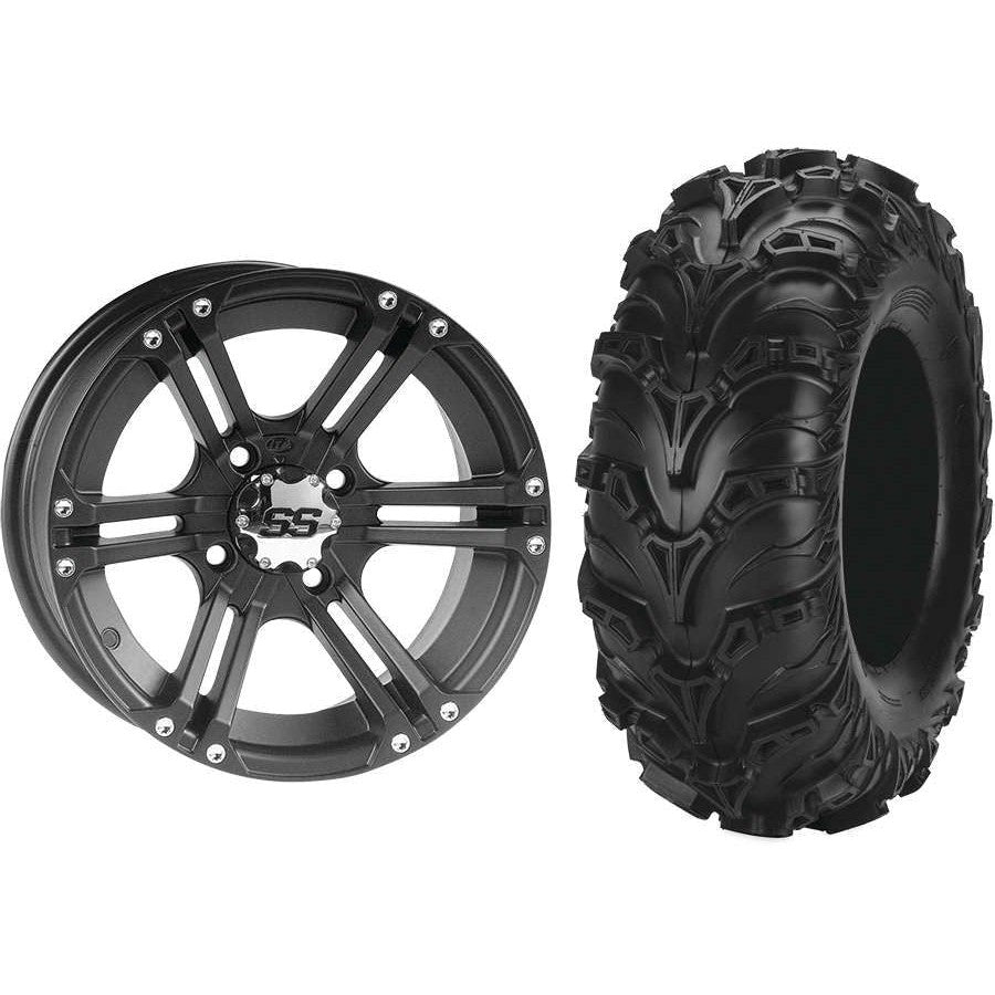 Set of 2 Mounted Wheel and Tire Kit Wheel: 12x7 5+2 4/110 Tire: 26x9-12 6 Ply