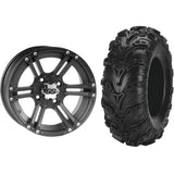 Set of 2 Mounted Wheel and Tire Kit Wheel: 12x7 5+2 4/110 Tire: 26x9-12 6 Ply