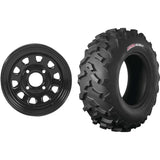 Set of 2 Mounted Wheel and Tire Kit Wheel: 12x7 4+3 4/156 Tire: 25x10-12 8 Ply