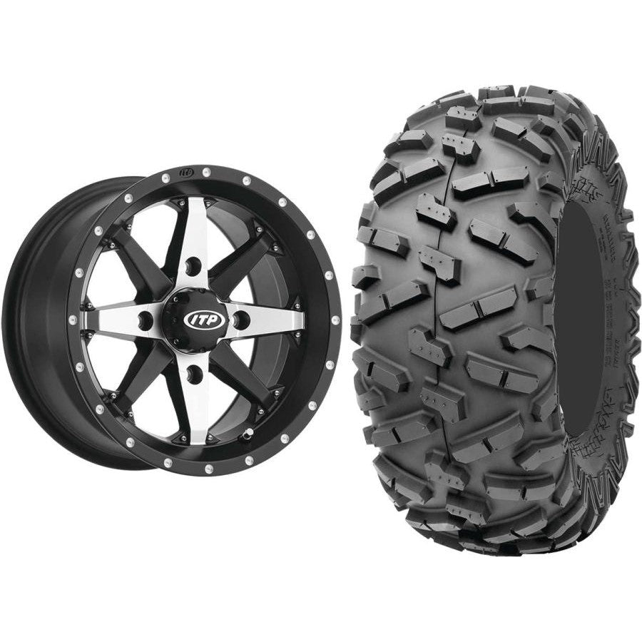 Set of 2 Mounted Wheel and Tire Kit Wheel: 14x7 5+2 4/110 Tire: 26x11-14 6 Ply