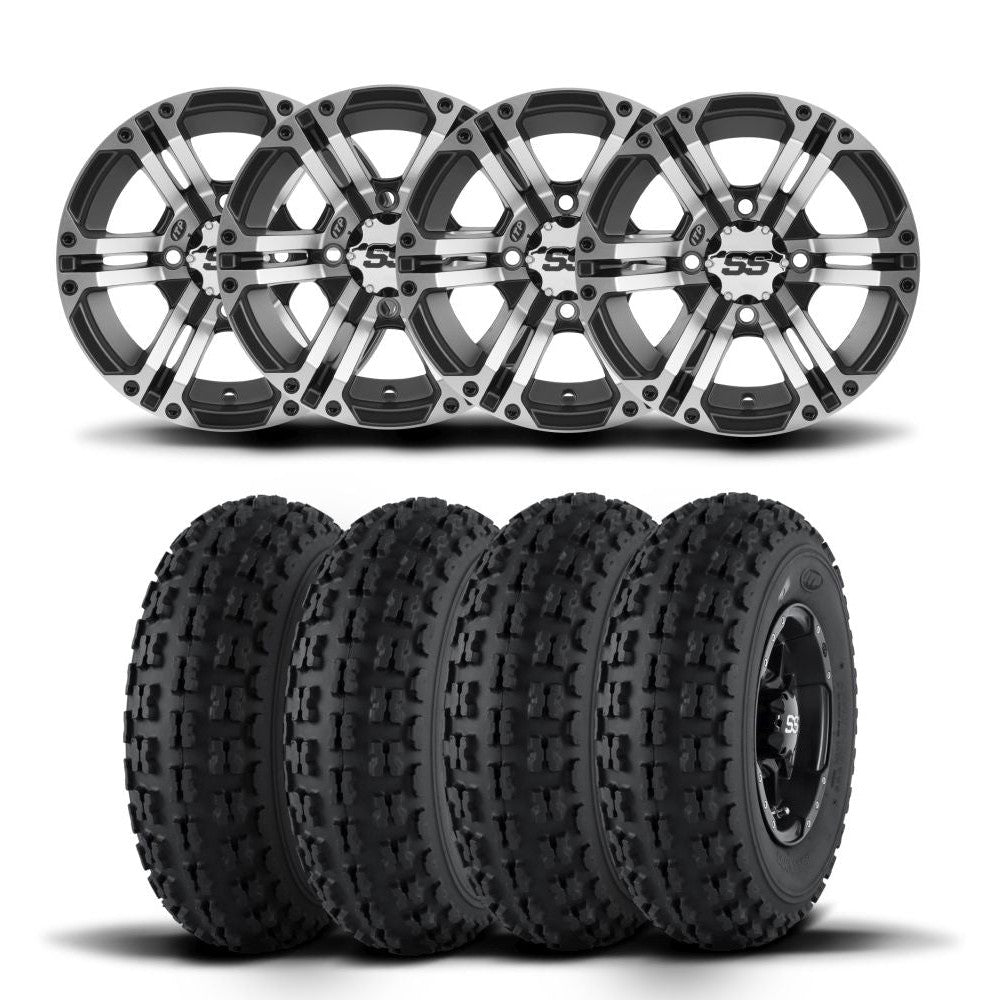 ITP SS212 12" Machined Black Wheels And Holeshot ATR Tires [25x10-12]