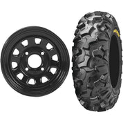Set of 2 Mounted Wheel and Tire Kit Wheel: 12x7 4+3 4/110 Tire: 28x10-12 8 Ply