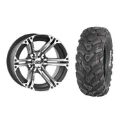 Set of 2 Mounted Wheel and Tire Kit Wheel: 12x7 2+5 4/110 Tire: 27x9-12 6 Ply