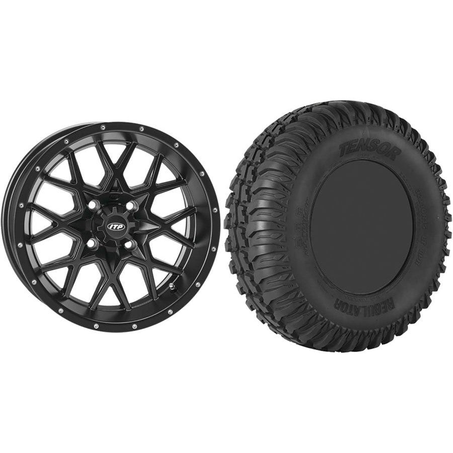 Set of 2 Mounted Wheel and Tire Kit Wheel: 14x7 4+3 4/156 Tire: 30x10-14 8 Ply