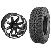 Set of 2 Mounted Wheel and Tire Kit Wheel: 14x7 4+3 4/156 Tire: 27x9-14 8 Ply