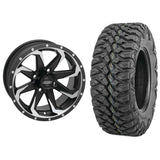 Set of 2 Mounted Wheel and Tire Kit Wheel: 14x7 4+3 4/156 Tire: 27x9-14 8 Ply