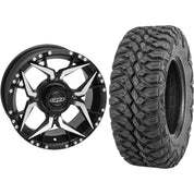 Set of 2 Mounted Wheel and Tire Kit Wheel: 14x7 4+3 4/156 Tire: 27x9-14 8 Ply