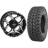 Set of 2 Mounted Wheel and Tire Kit Wheel: 14x7 4+3 4/156 Tire: 27x9-14 8 Ply