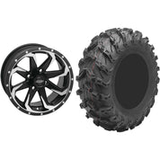 Set of 2 Mounted Wheel and Tire Kit Wheel: 14x7 4+3 4/156 Tire: 27x9-14 8 Ply
