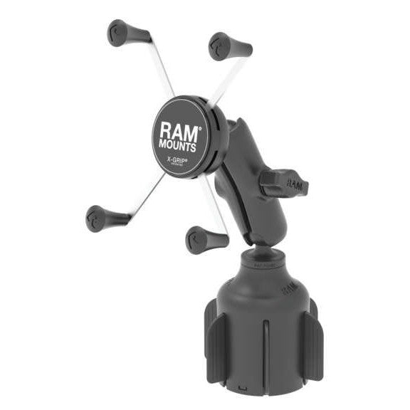 Ram Mounts Stubby Cup Holder Mount with Universal X-Grip Large Phone Holder Black - RAP-B-299-4-UN10U