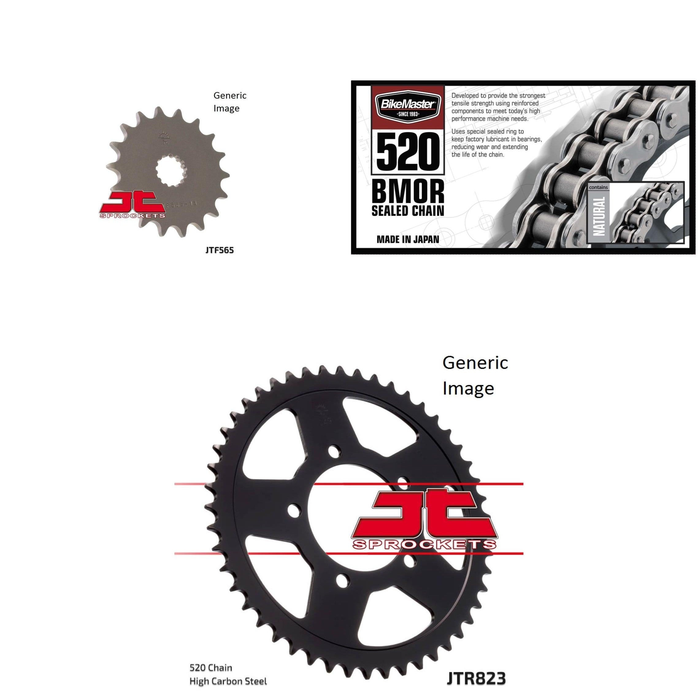520 BMOR Chain Natural, Front & Rear Sprocket Kit for SUZUKI GS500E 1989-1993