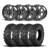 Juego de cuatro ruedas Bullite Lancer de 14" negras y neumáticos Kenda K592 Bearclaw EVO [26x11-14]