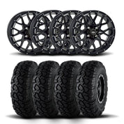 ITP Hurricane 12" Matte Black Wheels And Ultra Cross R-Spec Tires [23x8-12]