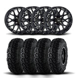ITP Hurricane 12" Matte Black Wheels And Ultra Cross R-Spec Tires [23x8-12]