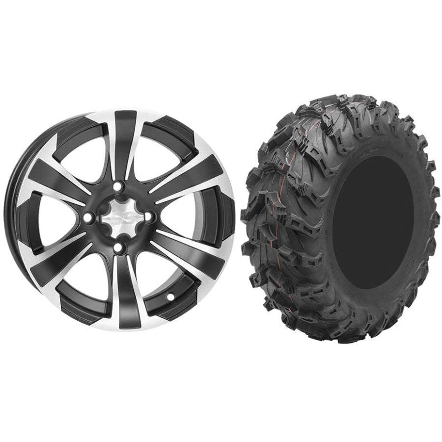 Set of 2 Mounted Wheel and Tire Kit Wheel: 14x6 4+2 4/156 Tire: 27x9-14 8 Ply