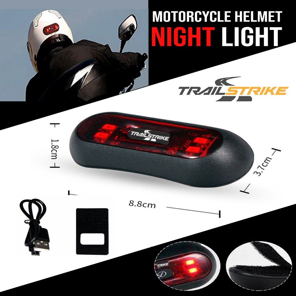 Trailstrike LED Motorcycle Bike Bicycle Red Rear Helmet Light Lamp